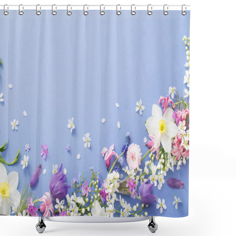 Personality  Spring Flowers On Paper Background Shower Curtains