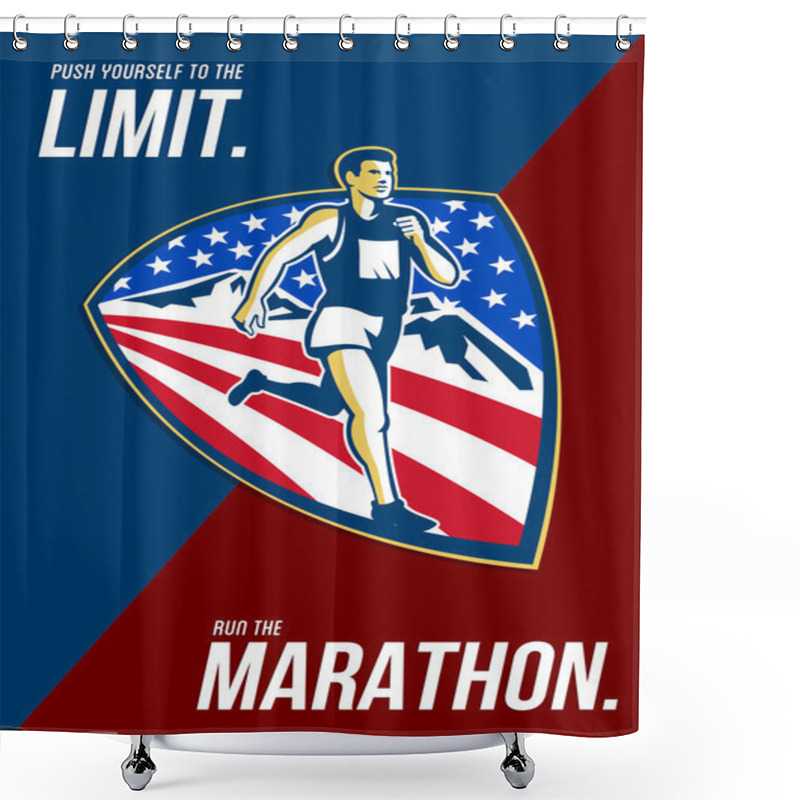 Personality  American Marathon Runner Push Limits Retro Poster Shower Curtains