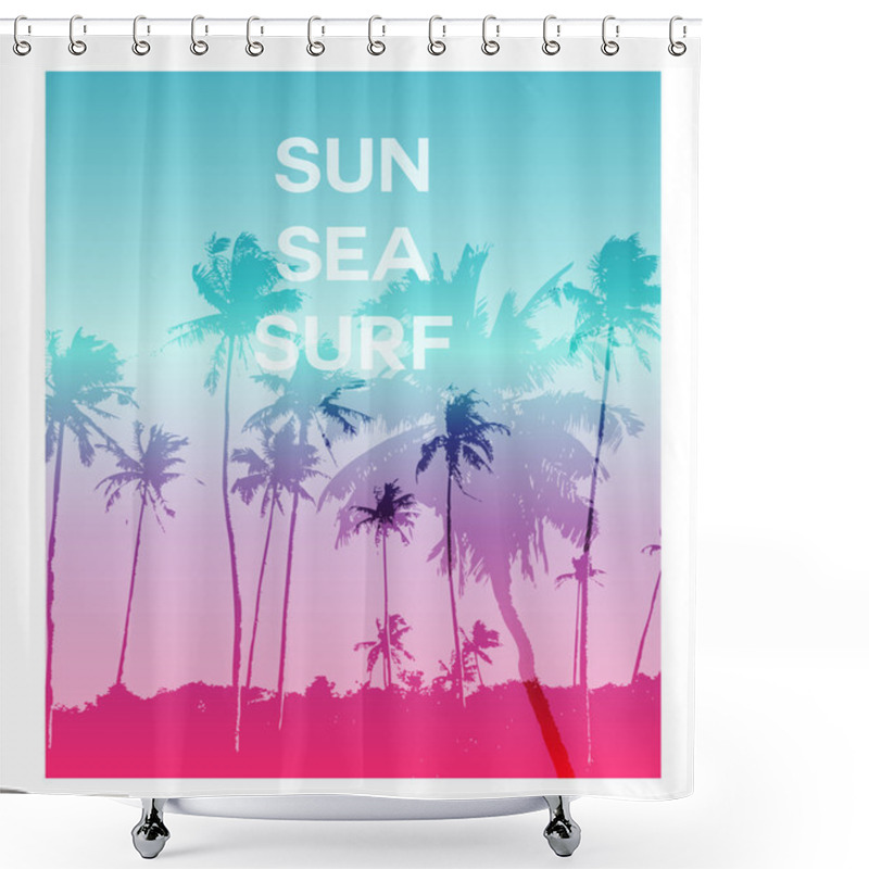 Personality  Creative Trendy Poster With Palms. Shower Curtains