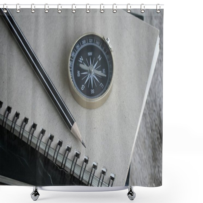 Personality  Compass With Dried Flower Shower Curtains