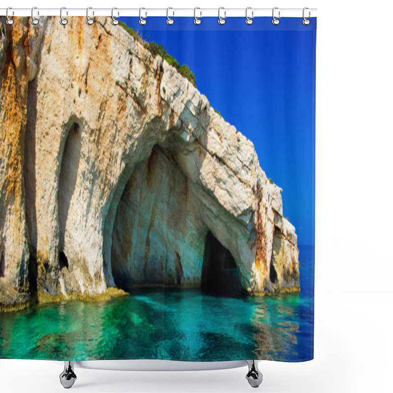 Personality  Blue Caves On Zakynthos Island, Greece Shower Curtains