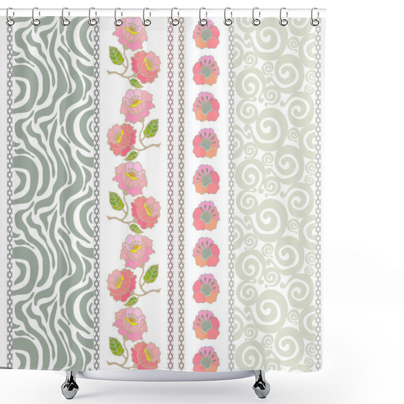 Personality  Set Of Rich Retro Lace Borders With Bohemian Motifs. Shower Curtains