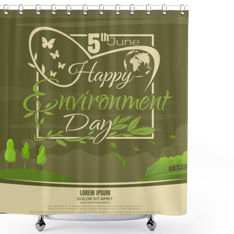 Personality  World Environment Day Poster Design. 5 June Shower Curtains