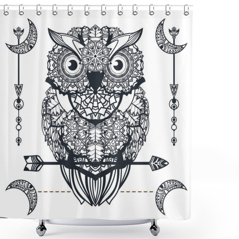 Personality  Vector Decorative Owl With Arrow Shower Curtains