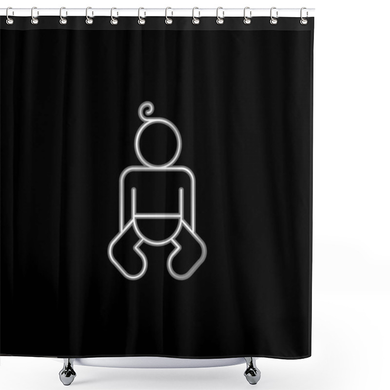 Personality  Baby Body Outline Silver Plated Metallic Icon Shower Curtains