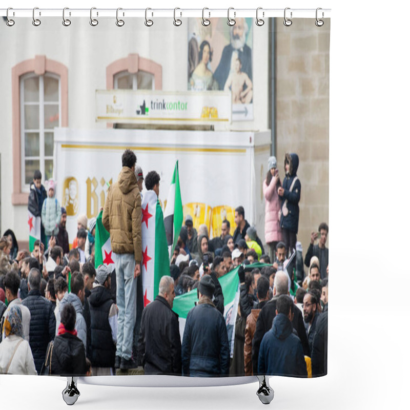 Personality  Syrians Celebrate After Assad Regime Toppled, War In The Middle East, Rebels And Islamists, Porta Nigra In Trier, Germany, 08.12.2024 Shower Curtains