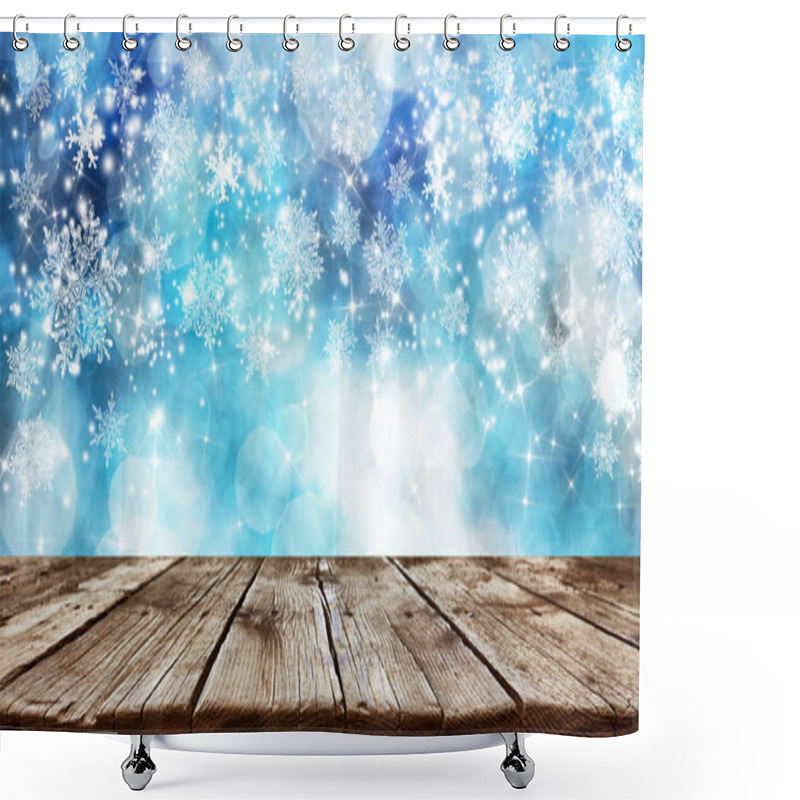 Personality  Empty Old Wooden Table Background - Christmas Background Shower Curtains