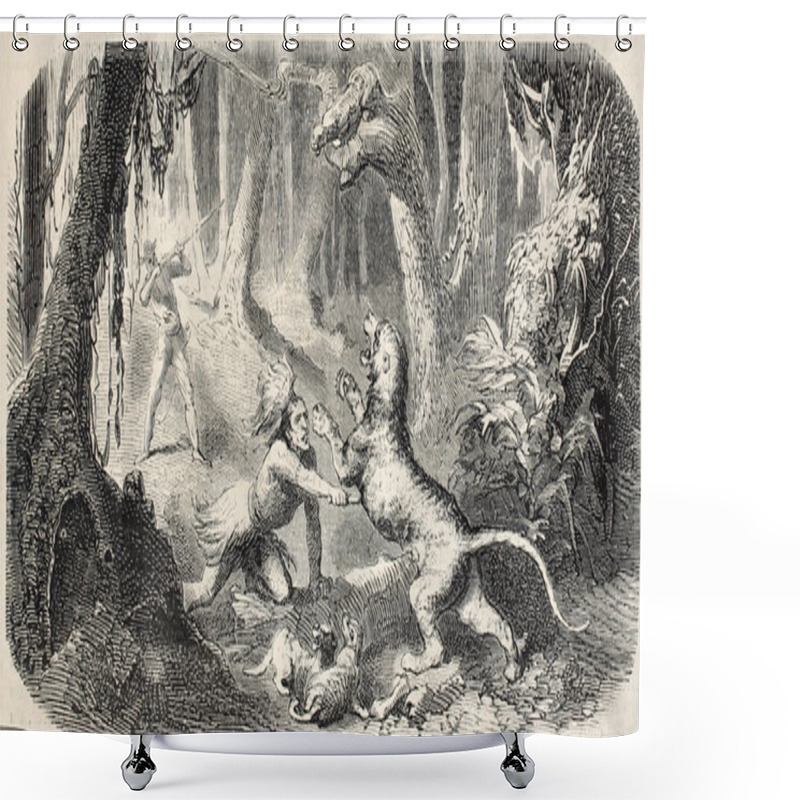 Personality  Fighting Wild Beast Shower Curtains