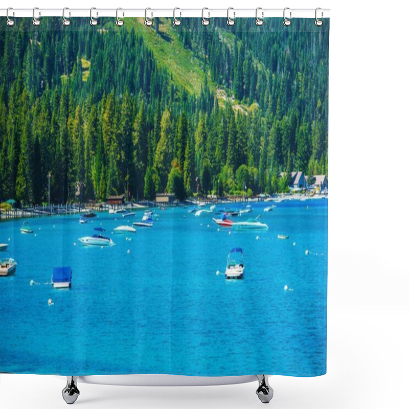 Personality  Lake Tahoe Marina Shower Curtains