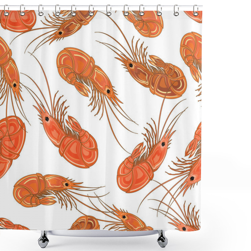 Personality  Seamless Background With The Prepared Shrimps. Shower Curtains