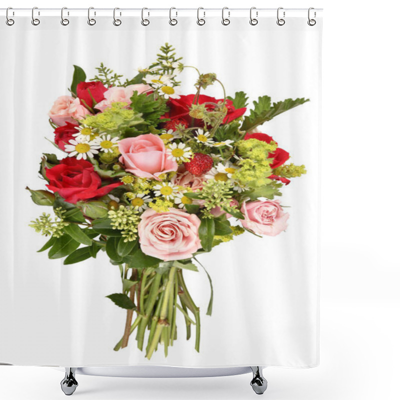 Personality  Bouquet Of Roses And Wild Strawberries Shower Curtains