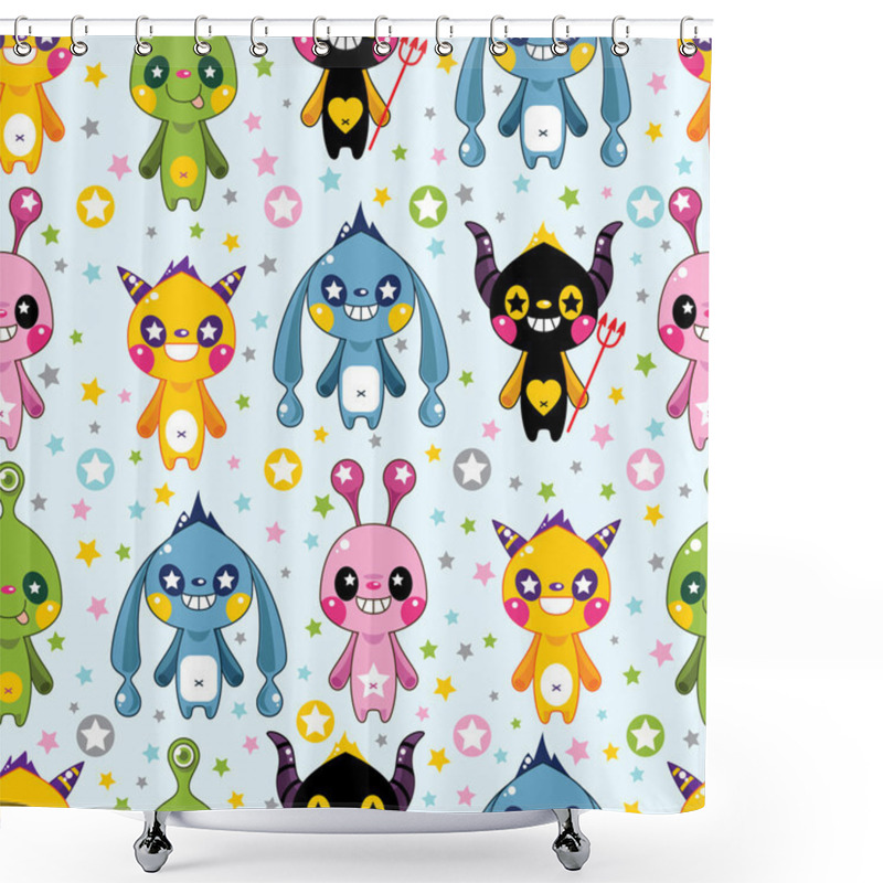 Personality  Seamless Monster Pattern Shower Curtains