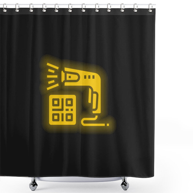 Personality  Barcode Scanner Yellow Glowing Neon Icon Shower Curtains