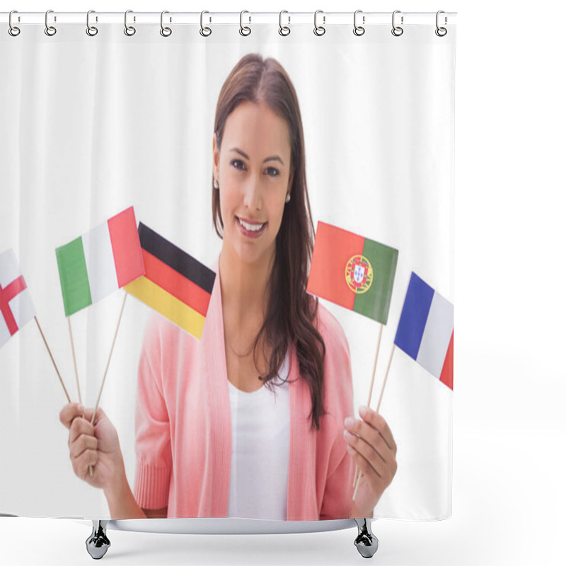 Personality  Woman Holding Flags Shower Curtains