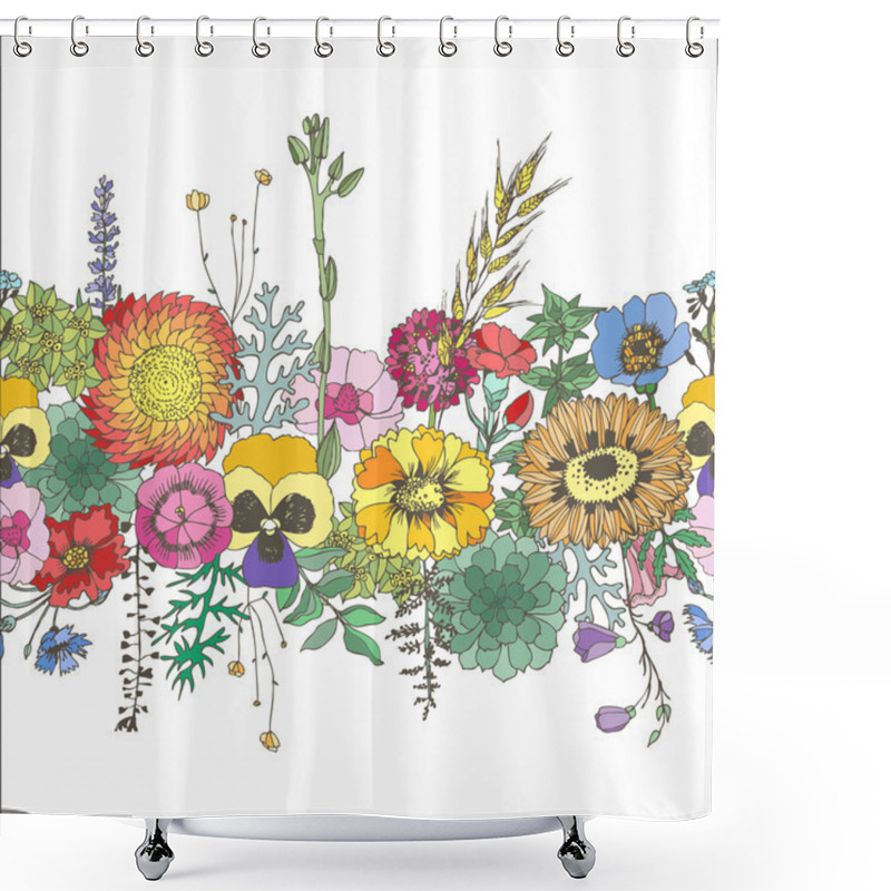 Personality  Floral Seamless Border. Shower Curtains