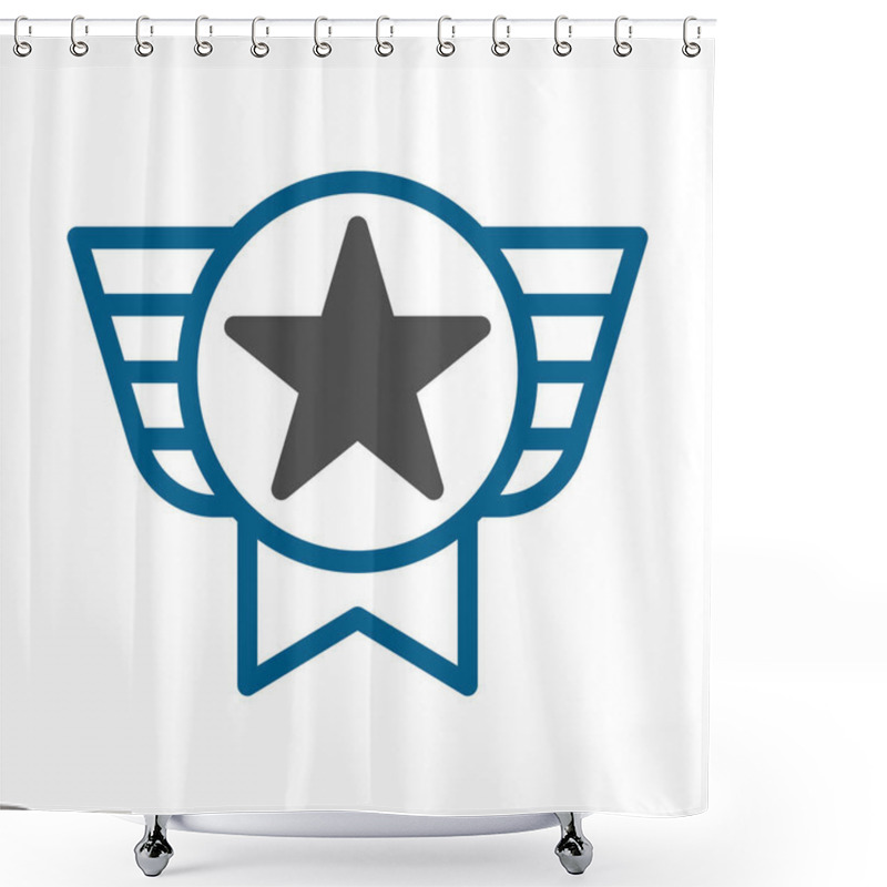 Personality  Award, Badge, Star Icon. Concept Of Achievement, Recognition, And Accomplishment. Shower Curtains