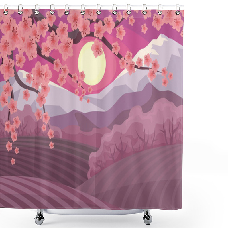 Personality  The Blossoming Oriental Cherry Shower Curtains