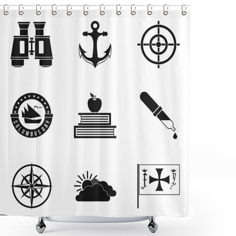 Personality  Maritime Navigation Icons Set, Simple Style Shower Curtains