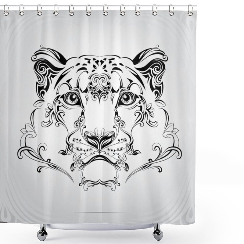 Personality  Head Of Snow Leopard Shower Curtains