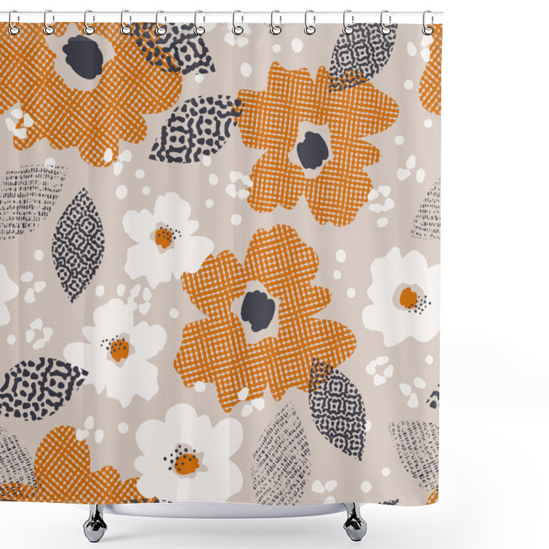 Personality  Seamless Pattern With Flowers And Leaves Shower Curtains