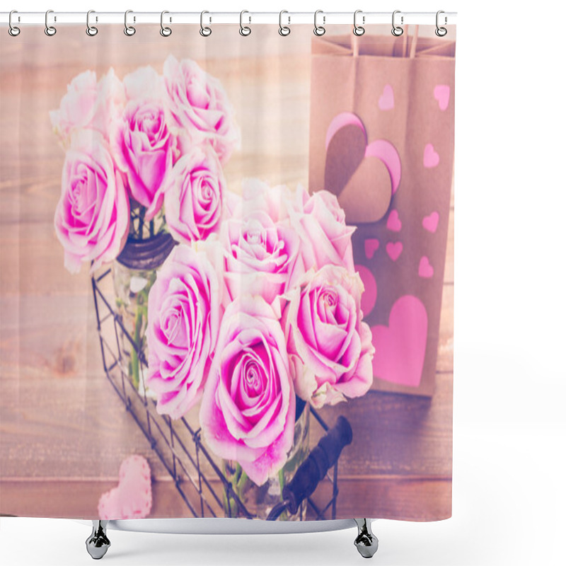 Personality  Beautiful Pink Roses Shower Curtains