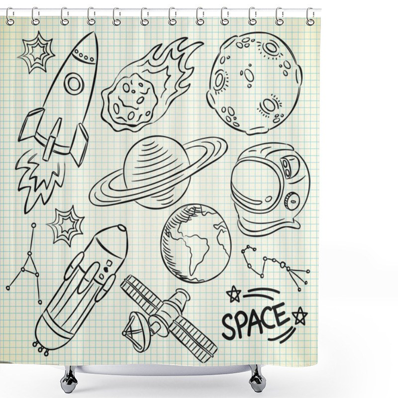 Personality  Space Doodle Set Shower Curtains