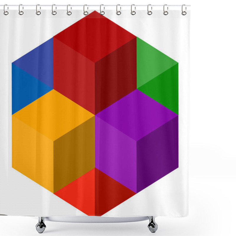 Personality  Cube Stack Logo Icon. Shower Curtains