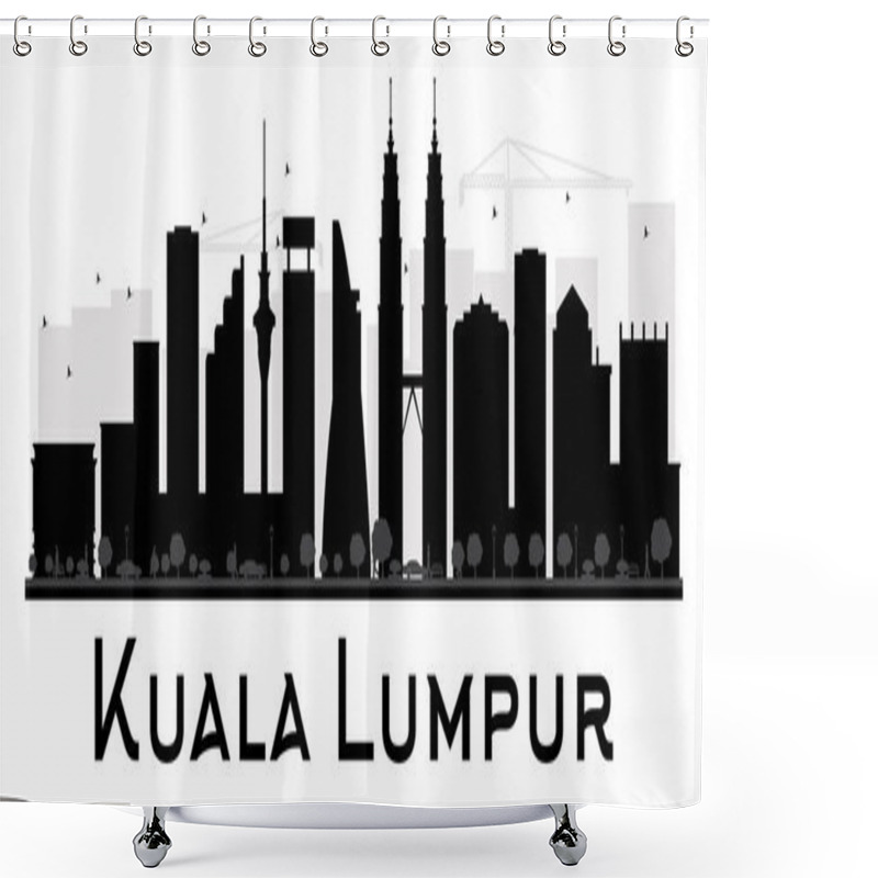 Personality  Kuala Lumpur City Skyline Black And White Silhouette. Shower Curtains