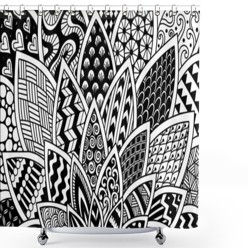 Personality  Abstract Line Art Design For Background, Banner, Pillow Case Design, Adult Coloring Book, And So On. Vector Illustration Shower Curtains