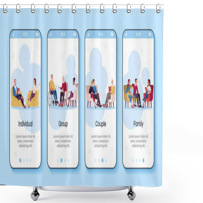 Personality  Psychology Consultation Onboarding Mobile App Screen Vector Temp Shower Curtains