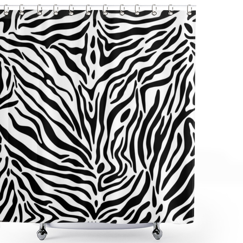 Personality  Full Seamless Wallpaper For Zebra And Tiger Stripes Animal Skin Pattern. Black And White Design For Textile Fabric Printing. Fashionable And Home Design Fit. Shower Curtains