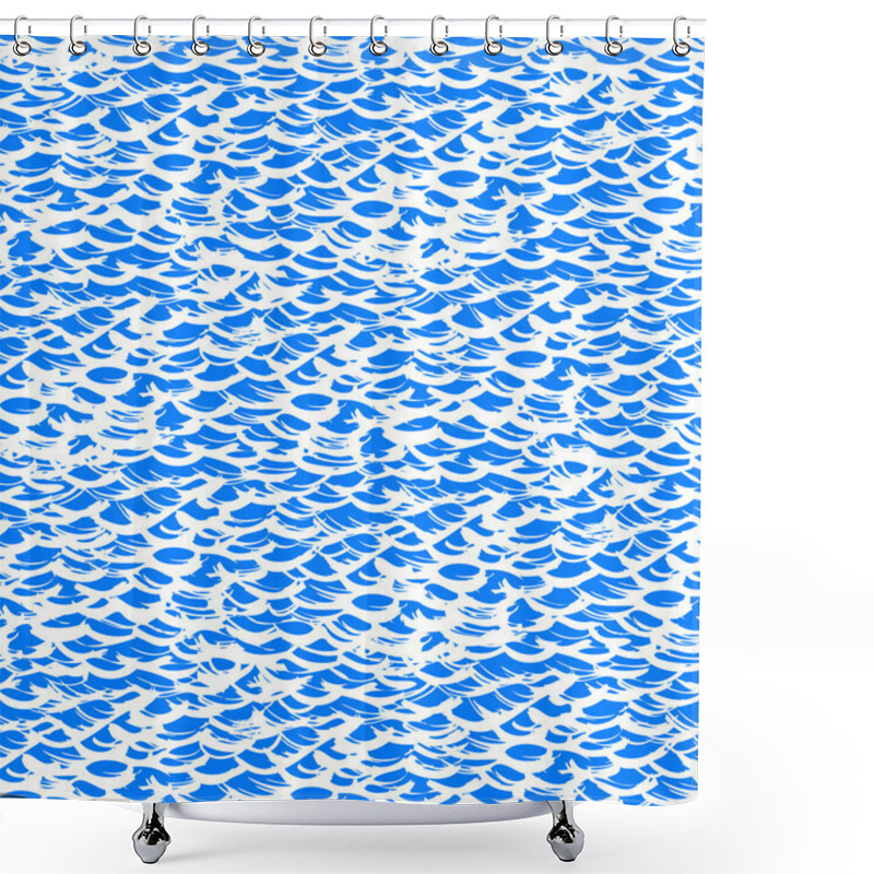 Personality  Nautical Pattern Inspired By Fish Skin In Blue Shower Curtains