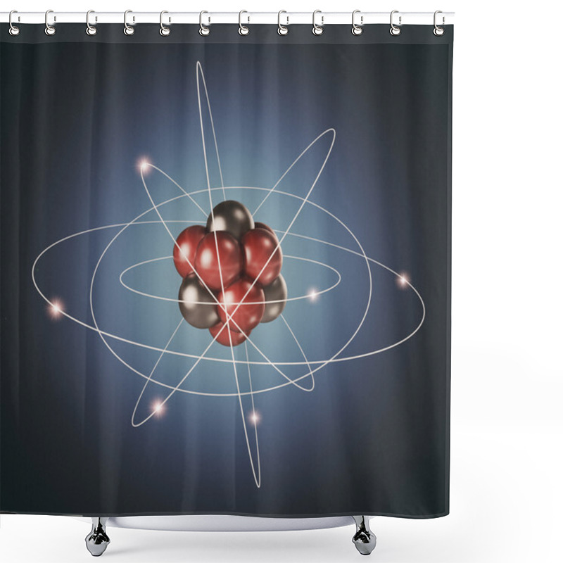 Personality  Atom. Elementary Particle. 3D Background Of Nuclear Physics Shower Curtains