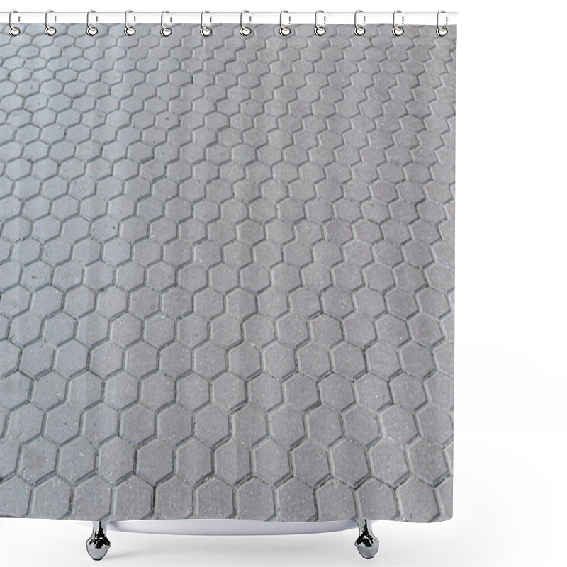 Personality  Abstract Background Of Hexagonal Concrete Tile In A Park Shower Curtains