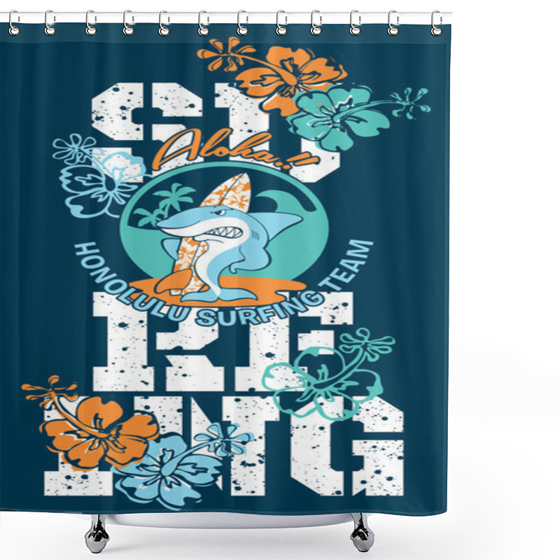 Personality  Surfing Shark Shower Curtains