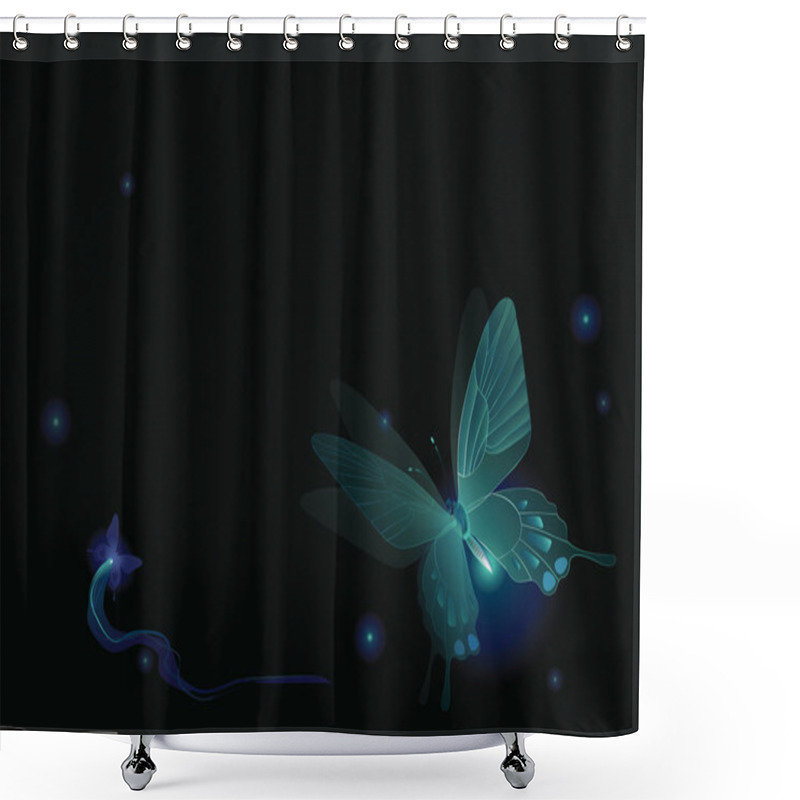 Personality  Luminous Butterflies In Darkness Shower Curtains