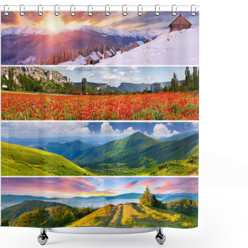 Personality  Set Of The 4 Seasons Landscape Shower Curtains