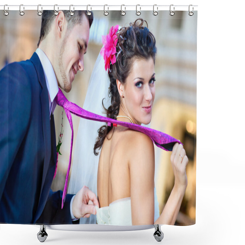 Personality  Young Wedding Couple Shower Curtains