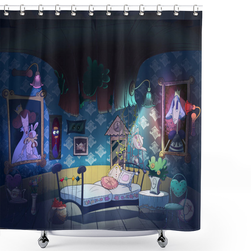 Personality  Alice In Wonderland, Kids Book Illustration. Shower Curtains