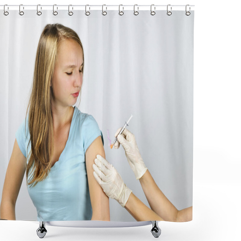 Personality  Girl Getting Flu Shot Shower Curtains