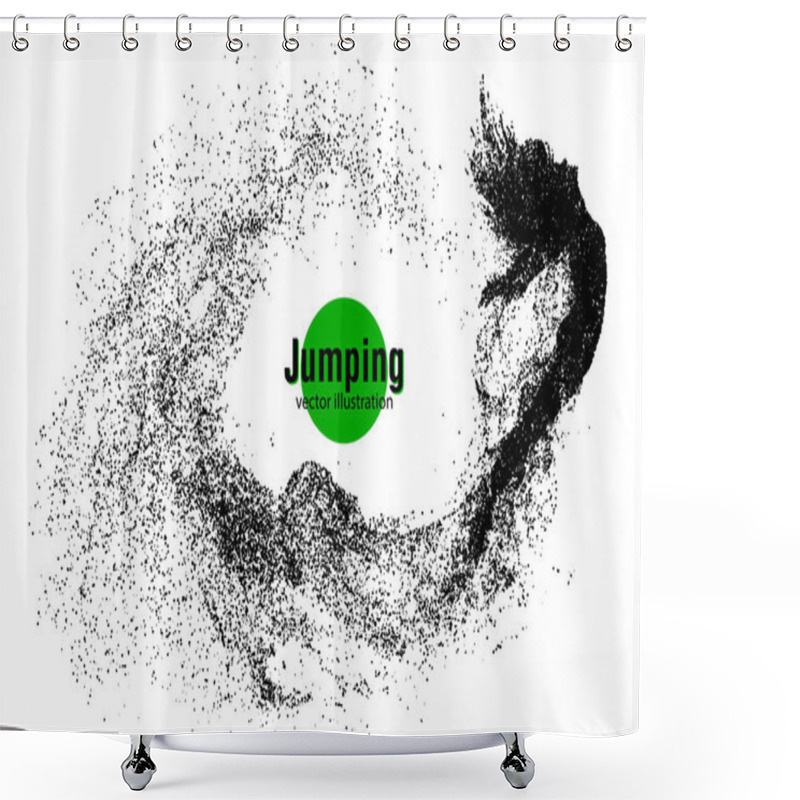 Personality  Silhouette Of A Jumping Girl From Particles. Shower Curtains