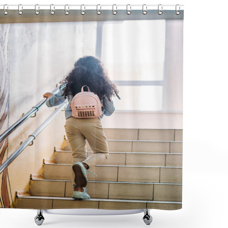 Personality  Adorable Schoolgirl On Stairs Shower Curtains