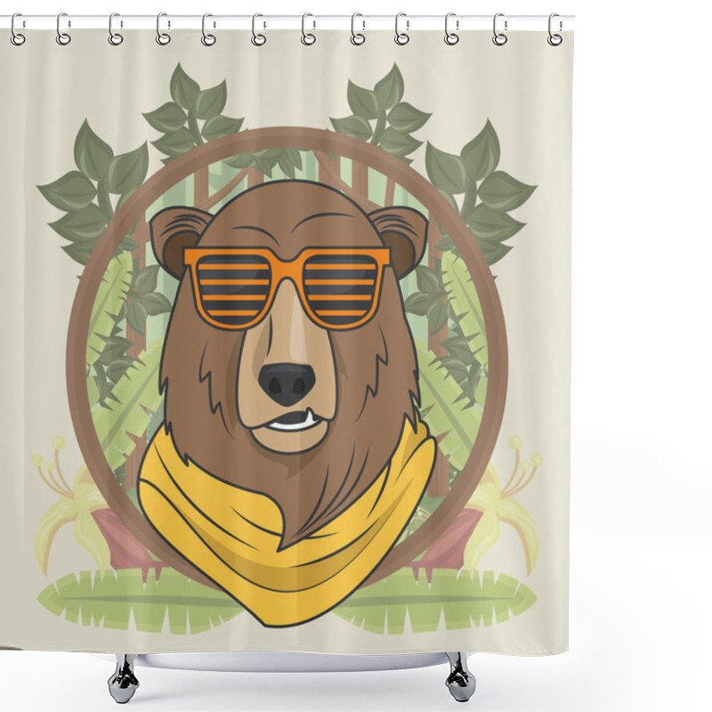 Personality  Funny Bear Grizzly With Sunglasses Cool Style Shower Curtains