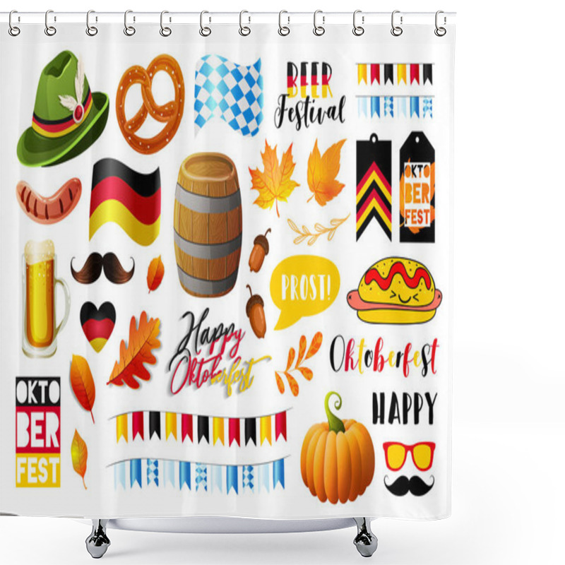 Personality  Set Of Oktoberfest Vector Design Elements. Vector EPS 10 Shower Curtains