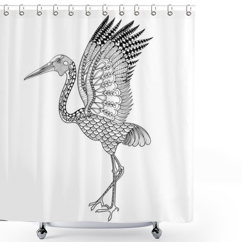 Personality  Hand Drawn Brolga, Australian Crane Illustration For Antistress  Shower Curtains