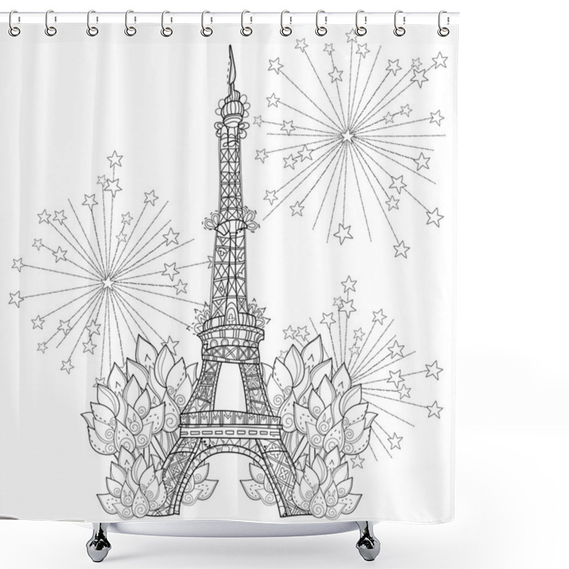 Personality  Zentangle Stylized Eiffel Tower Vector Doodle. Shower Curtains