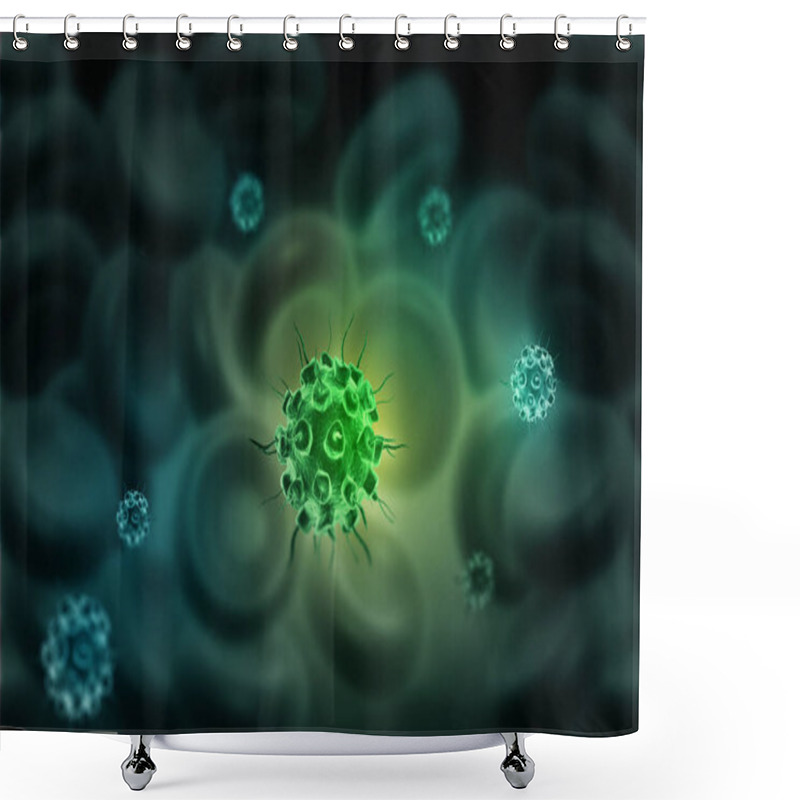 Personality  Virus Attacking Blood Cells. 3d Illustration Shower Curtains