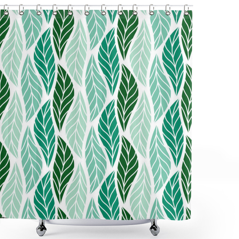 Personality  Geometric Leaves Vector Seamless Pattern. Abstract Vector Texture. Leaf Background. Shower Curtains