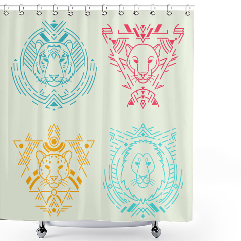 Personality  Animal Heads In Frames Shower Curtains