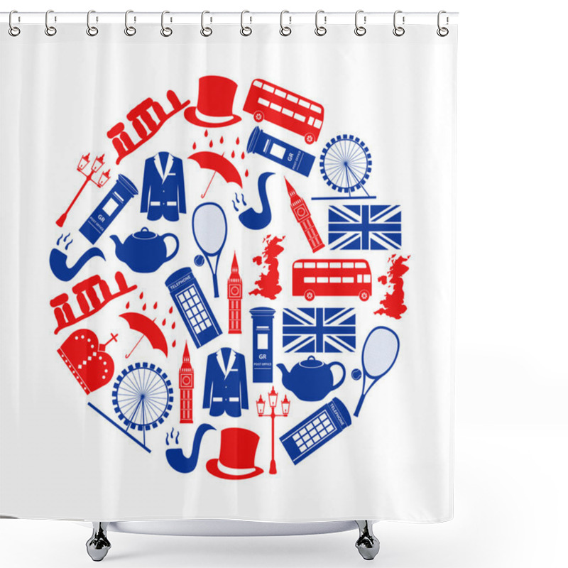 Personality  United Kingdom Country Theme Symbols And Icons In Circle Eps10 Shower Curtains